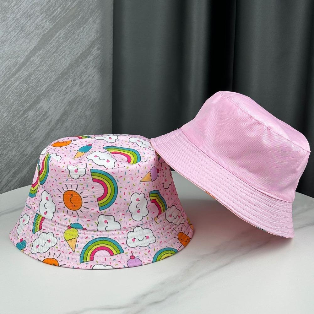 Thin Baby Bucket Hat Cartoon Print Outdoor Kid Sun Hat Summer Fisherman Cap