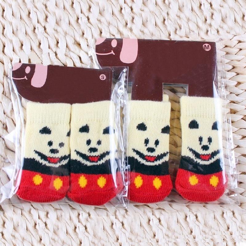 1 пара хлопковых зимних теплых носков, противоскользящие, красивой вязки для домашних собак