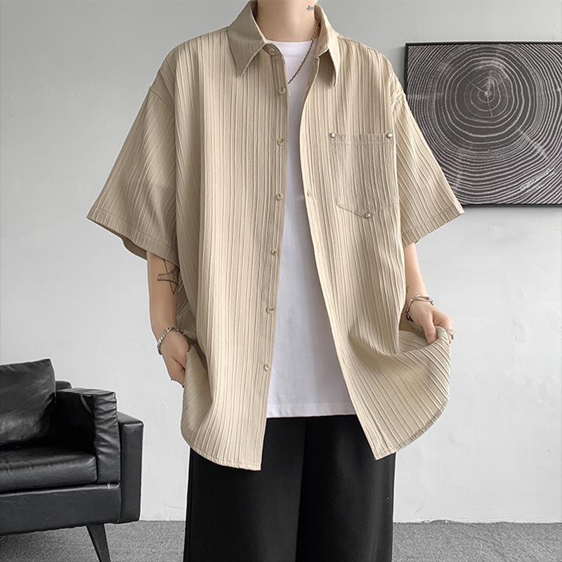 Мужская белая футболка с коротким рукавом из ледяного шелка - Драпирующаяся, нишевого дизайна куртка для рабочей одежды с рукавами до локтя