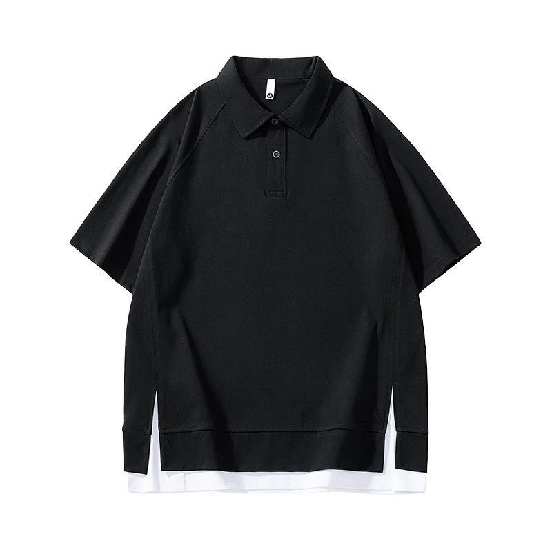 Летняя мужская рубашка ПОЛО с лацканами, с коротким рукавом, имитация двойки, мужской лацкан, тонкий короткий топ