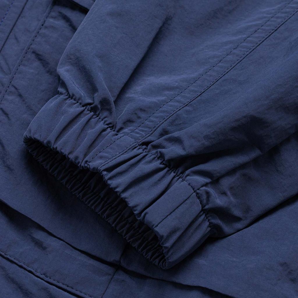 Li-Ning Водонепроницаемая свободная удобная ветровка на молнии с капюшоном мужская верхняя одежда темно-синего цвета AFDU537-5