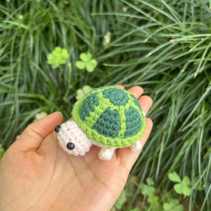 1PC Perfect Gift Wool Knitting Doll Handmade Soft Cotton Yarn Desk or Car Accessory Crochet Turtle
