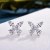 Huitan Crystal Butterfly Shaped Stud Earrings for Women Silver Color Dainty Female Ear Accessories Party Wedding Bridal Jewelry