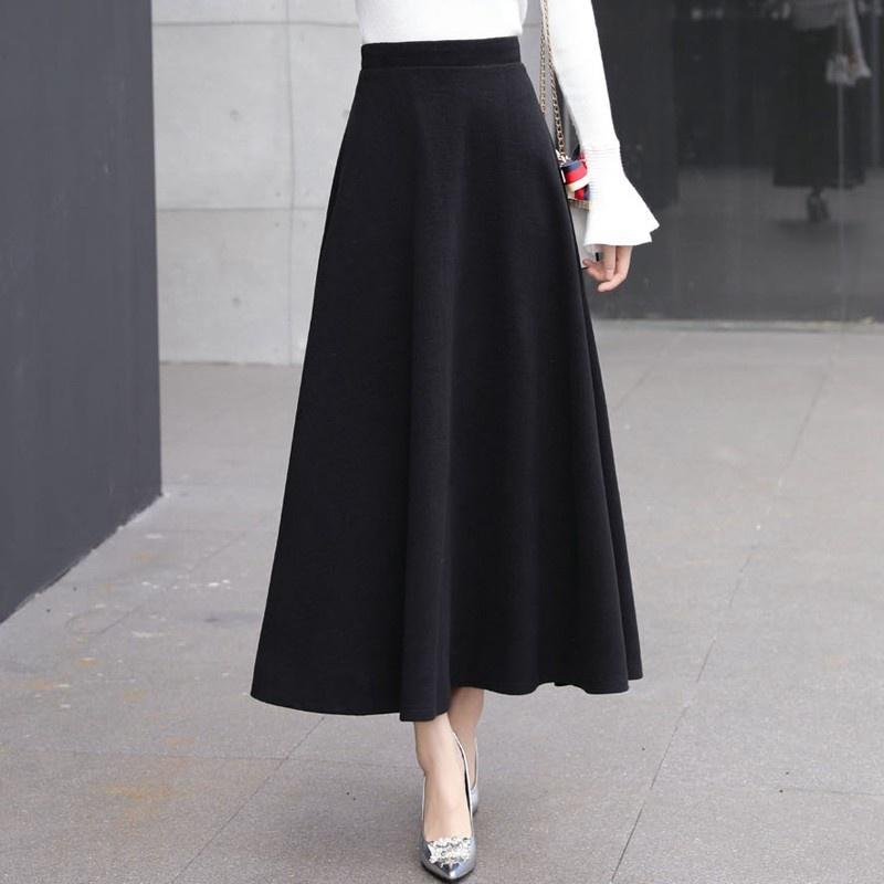 Шерстяная юбка средней длины Tooxika, длинная юбка с высокой талией и большим подолом, утолщенная юбка-трапеция, юбка-зонтик