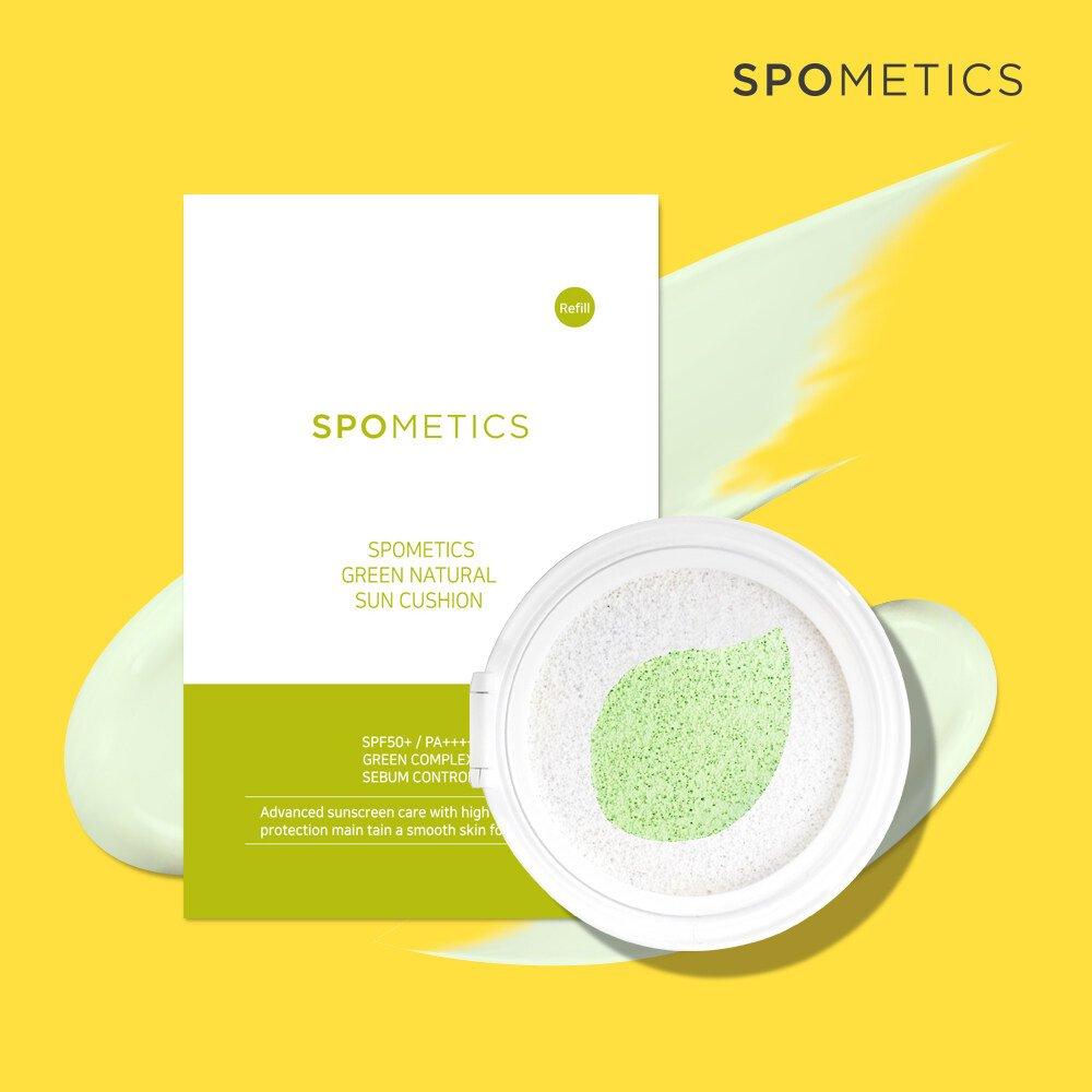 Spometics Зеленый натуральный большой солнцезащитный кушон большой емкости 25 г (основной продукт + набор для замены)