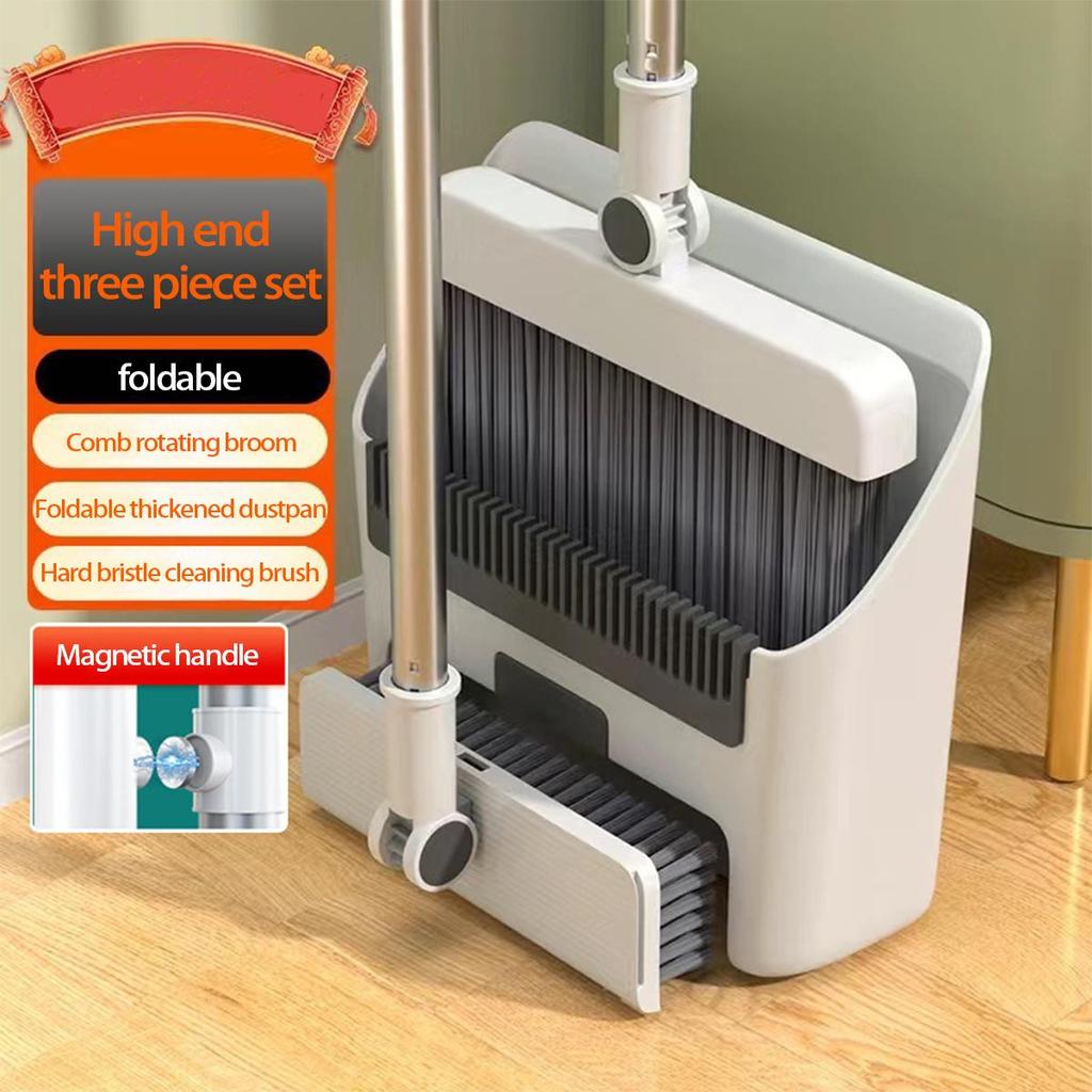 Компактный набор из щетки и совка с мягкой щетиной и функцией неприлипания волос