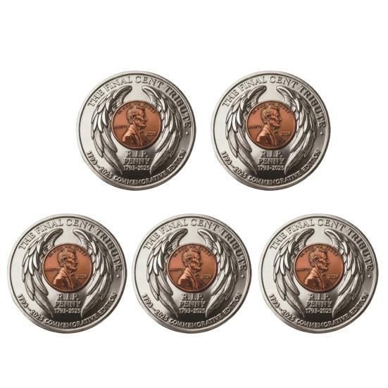 1/2/3/4/5Pcs Final Cent Tribute Coin R.I.P. Penny Souvenir Coin Historic Collectible Token History Buffs Collectors Enthusiasts Keepsake Gift