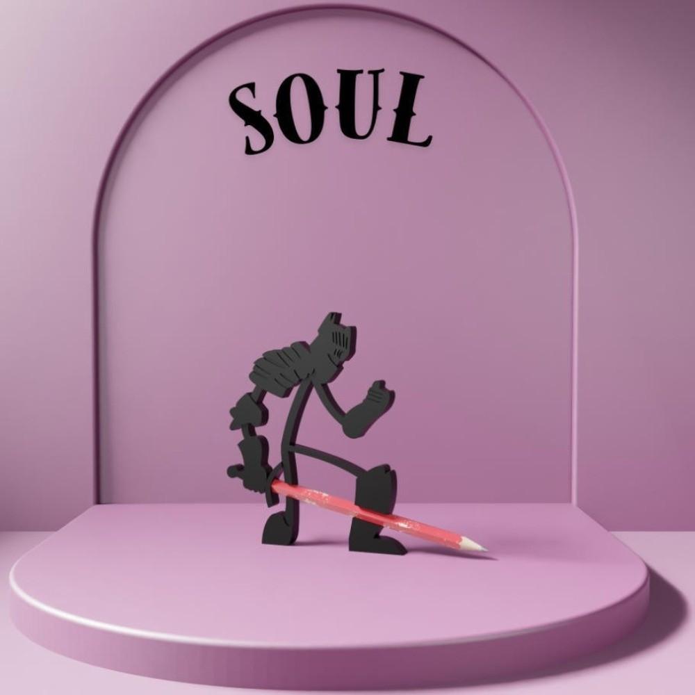 3D Black Stickman Warrior Pen Holder Pen Container Funny Pen Ornament Stationery Gift