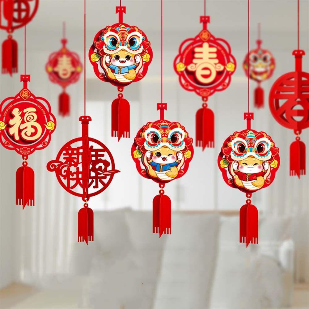 6pcs 3D Chinese Snake Year Pendants Red Spring Festival Supplies Housewarming Mascot