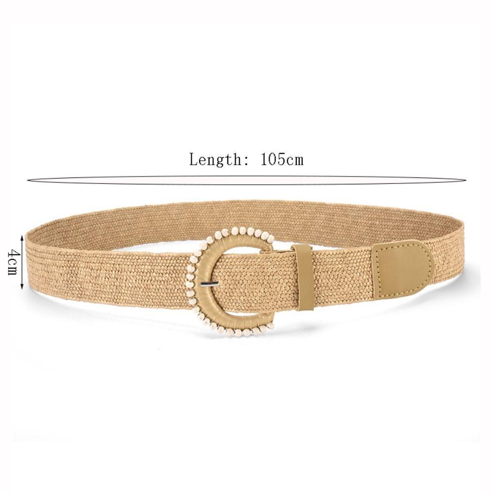Bohemian Style Braided Elastic Belt Retro Straw Woven Belt Fashion Beach Play Belt for Women