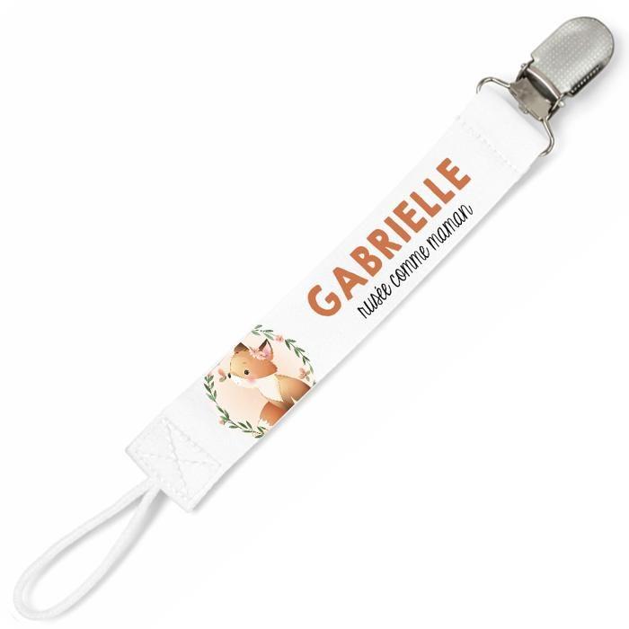 Planetee Attache tétine pour prénom GABRIELLE rusee comme Maman Renard | Attache sucette cadeau naissance