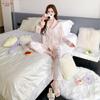 New ice and snow silk pajamas women's spring and autumn hot diamonds high-end snowflake light luxury long-sleeved loungewear suit can be worn outside