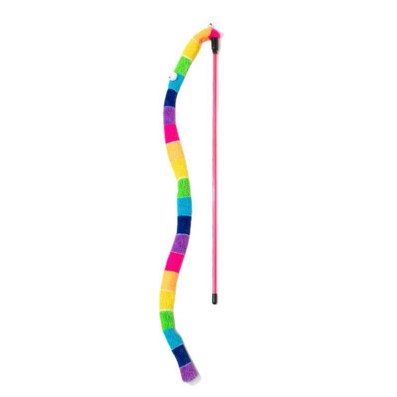 1PC Funny Cat Toy Caterpillar Cat Teaser Wand Interactive Toys Feather Colorful Rod Teaser Wand Pet Supplies