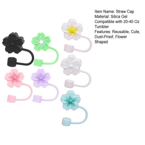 4/7 шт., силиконовые чехлы для соломинок с цветами, пылезащитная крышка для стакана на 20–40 унций, пищевой многоразовый соломенный топпер, аксессуар для соломы без пыли