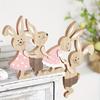 Rustic Wooden Easter Bunny Family Desktop Ornament, Mixed Color, 3D Decoration, No Electricity Required, with Bunny Accessories, for Home and Outdoors