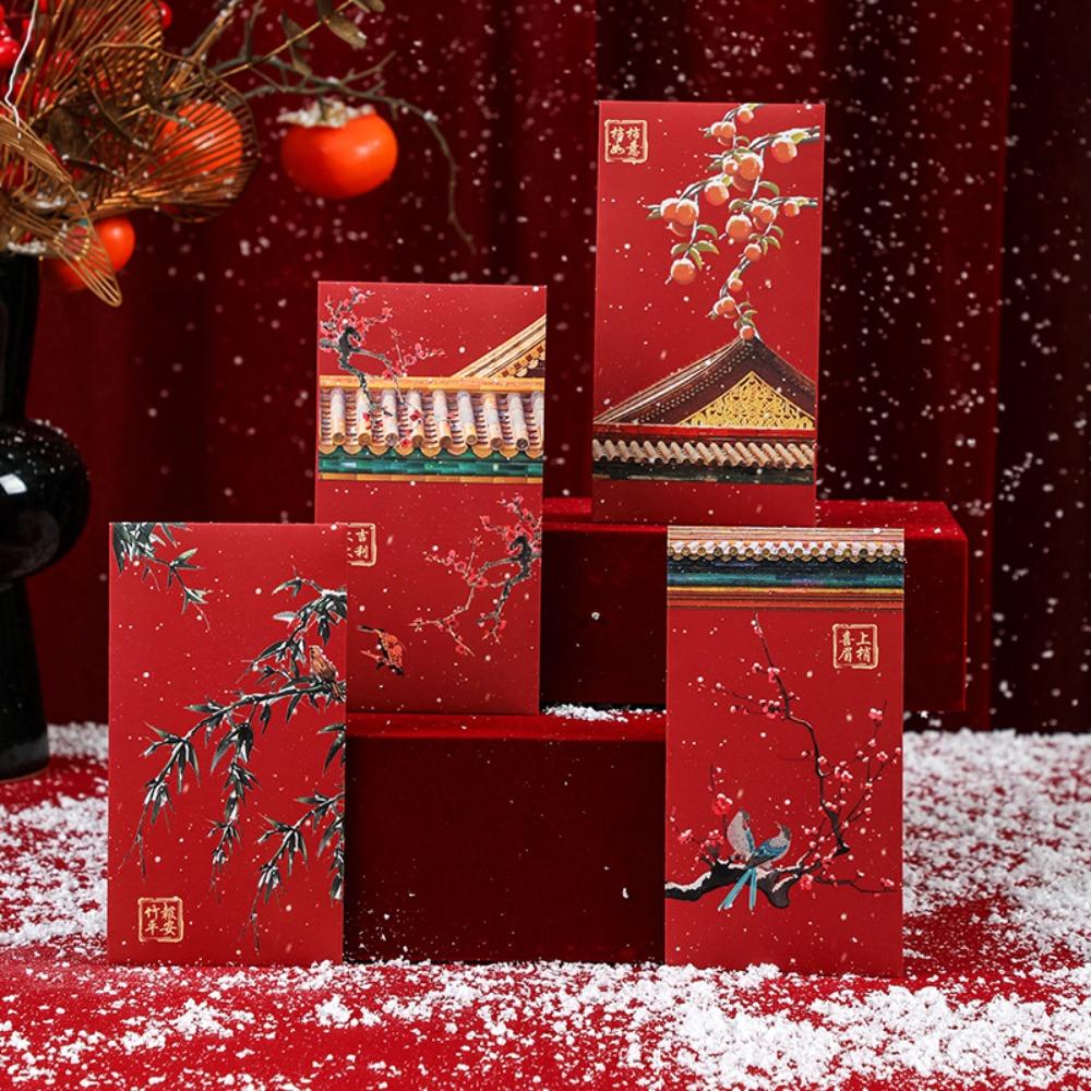 Snow Scene 2025 Lucky Money Bag Solid Red Packet Creative Forbidden City Red Envelope  Wedding