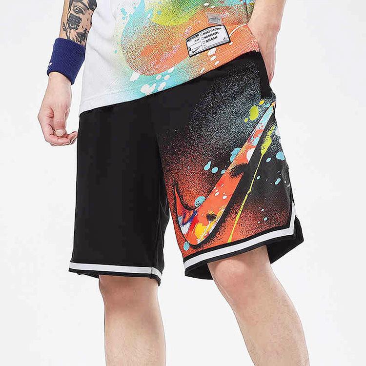 Nike Шорты для баскетбола Splash Ink Large Logo Print, свободные, мужские, черные, DJ5215-010