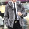 Men's Imitation Mink Fur Coat, Whole Mink Mink Fur Coat, Zipper with Hat, New Men's Coat, Casual
