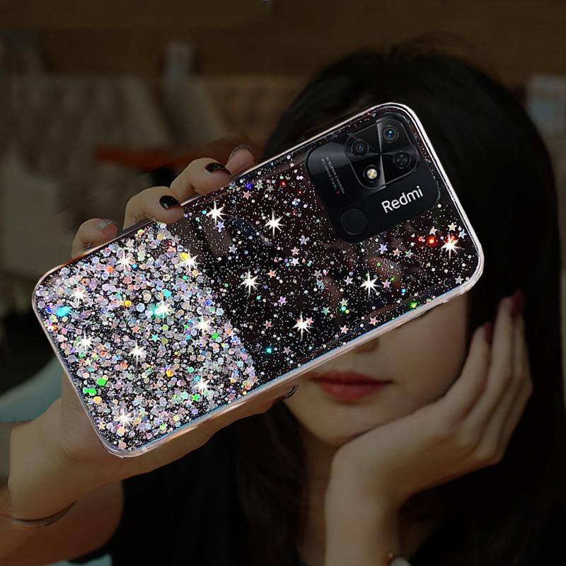 Роскошный блестящий чехол для телефона с градиентом и блестками для Xiaomi Redmi A1 10C 10A 10 CA redmiA1 redmi10C redmi10A, прозрачная задняя крышка с блестящими звездами и блестками