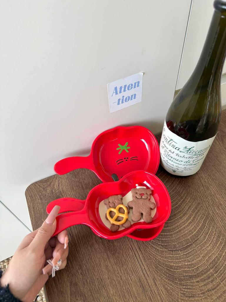 Высококачественная милая мультяшная форма для выпечки и керамическая тарелка в форме яблока с ручкой для дома и питомцев