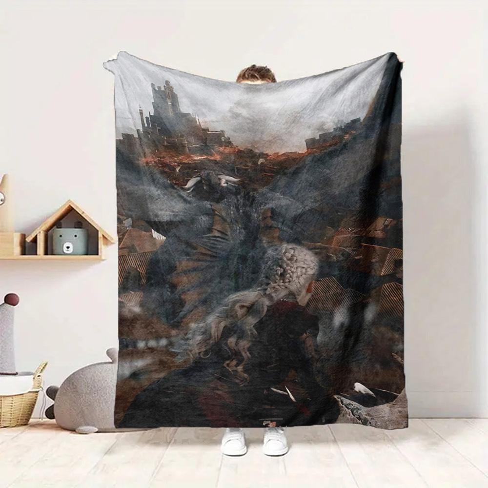 Dragon City Flannel Blanket Throw Blanket Soft Warm Sofa Bed Camping Home Decor Unique Christmas Gift C9211437