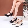 Fashion French Style High Heels Women's Comfortable Thick Heel Buckle Flag Dress Soft Bottom Single Shoes round Toe Mid Heel Summer