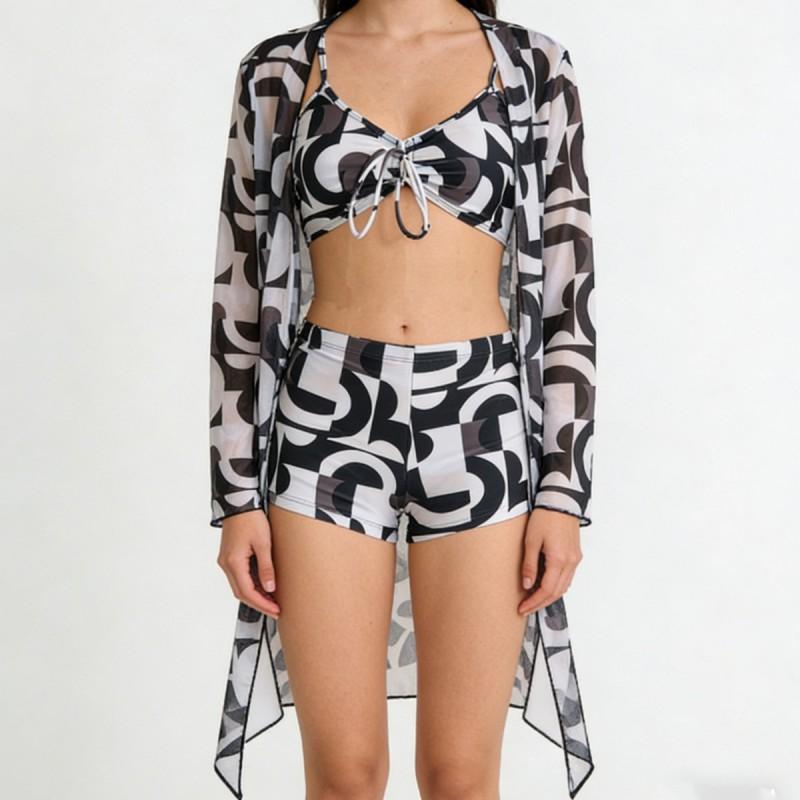 Floral Print High-Waisted Bikini Set Womens Sexy Swimwear With Padded Top Triangle Bottom
