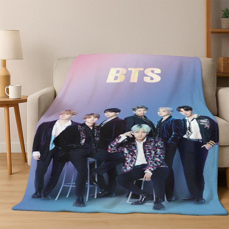 Модное ультрамягкое фланелевое плед-одеяло B-BTS Kpop, теплое и уютное одеяло для дивана, кровати, спальни, гостиной, подарок для путешествий
