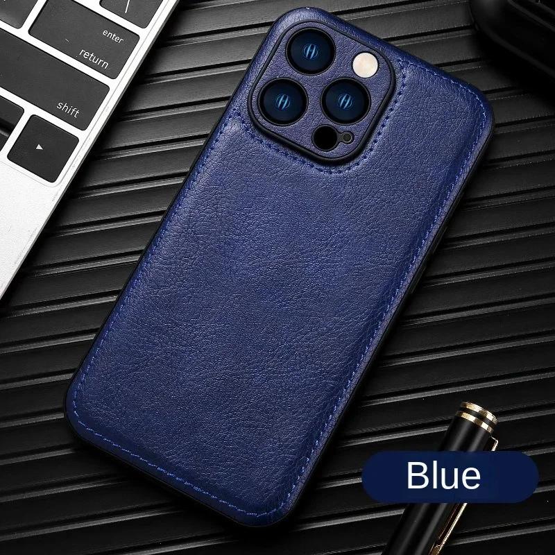 Роскошный кожаный чехол для iPhone 16 15 14 13 12 11 Pro Max X XR XS 7 8 Plus SE Business Camera Frame Protection Cover