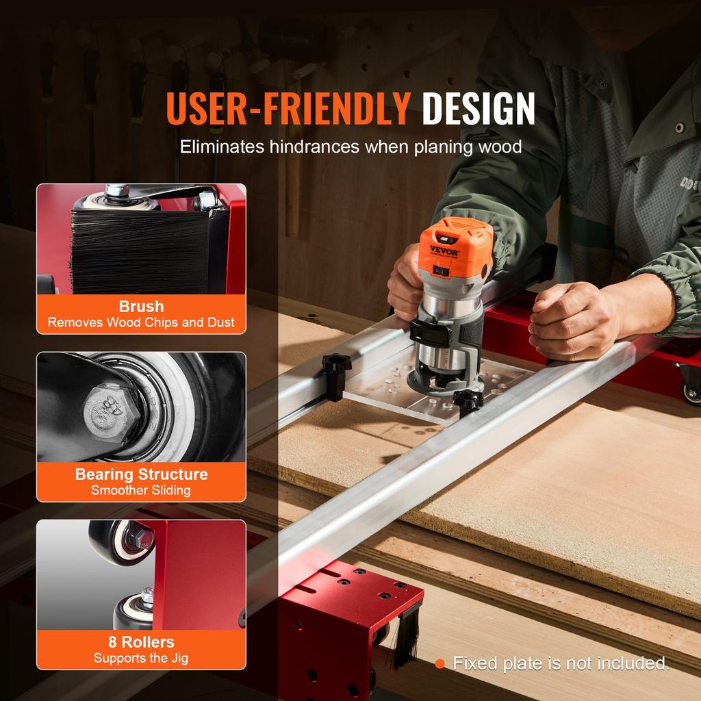 VEVOR Router Sled, 152 cm(60 inches), Portable and Easy to Adjust Slab Flattening Jig, DIY Woodworking Router Sled for Flattening Slabs
