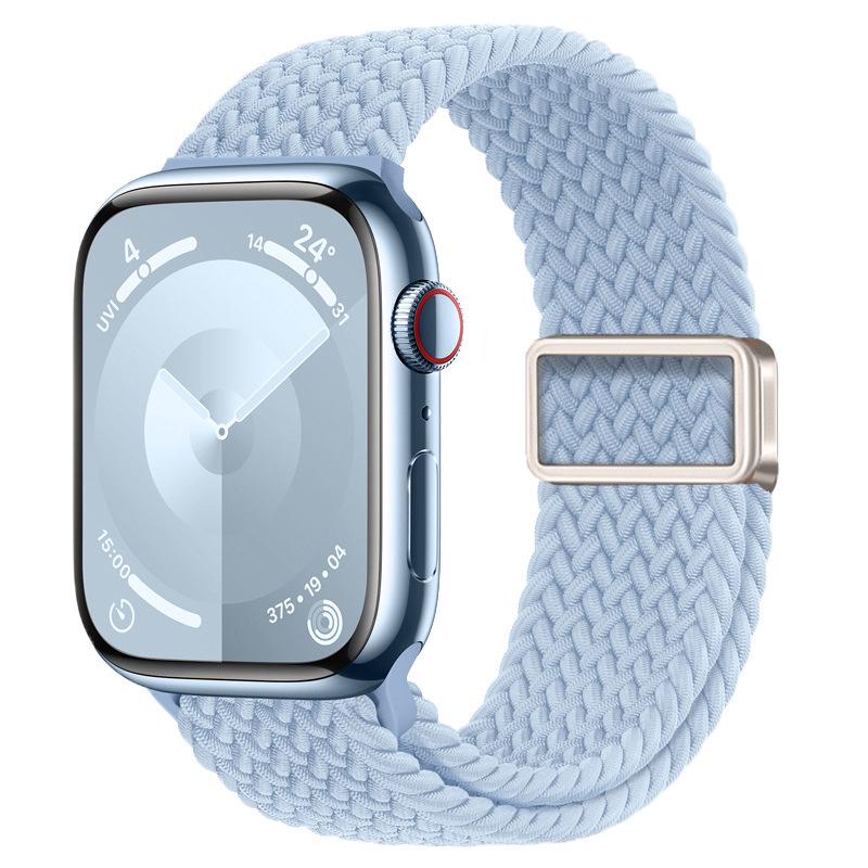Совместимо с Apple Watch S10, iWatch 11, Xiaomi 9, Huawei; Нейлоновый ремешок с магнитной пряжкой "Радуга".