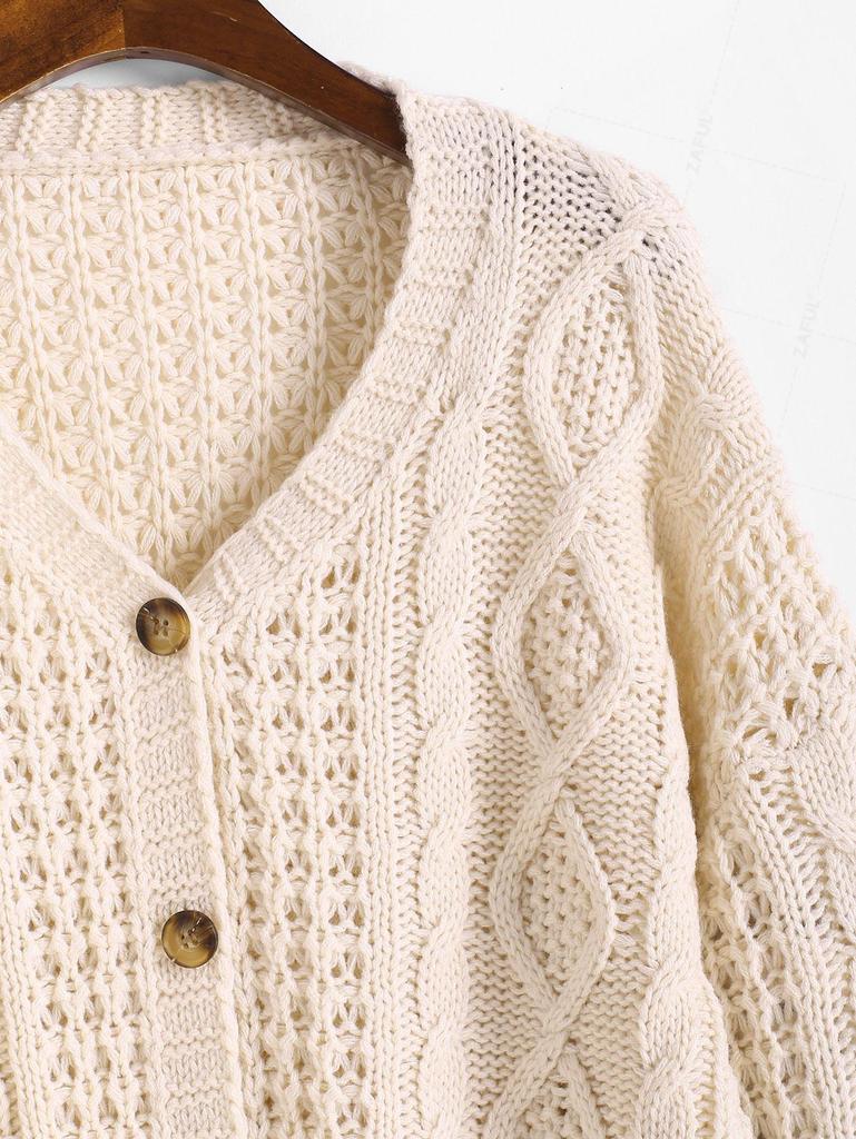 ZAFUL Кардиган Fisherman с пуговицами и косами