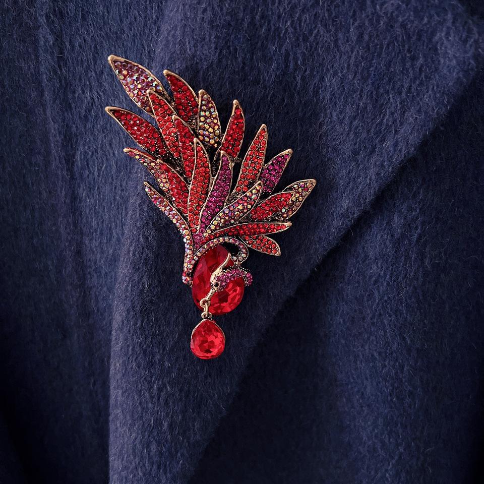 Брошь со стразами Павлин Феникс Булавка Ветровая Преувеличение Женское Модное Пальто Куртка Корсаж