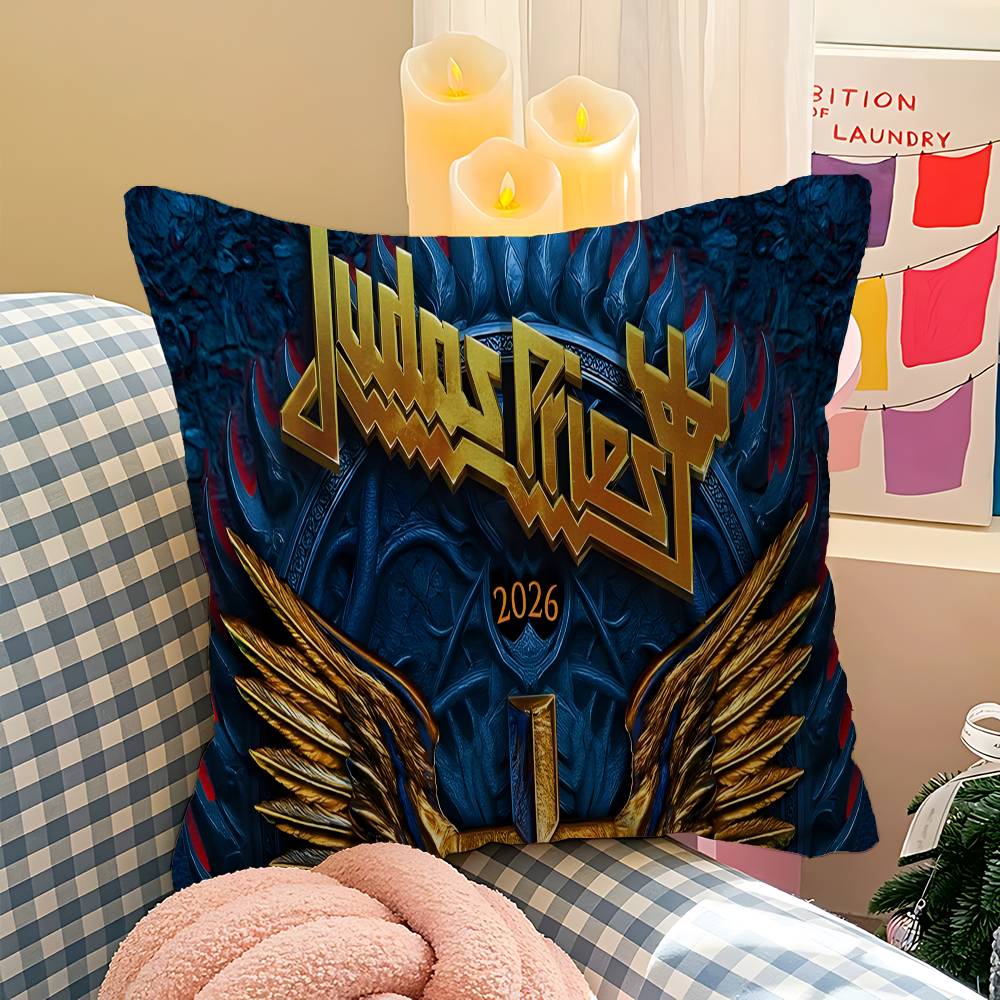 JJudas PPriest ROCK BAND Pillow Covers Cartoon Sofa Decorative Home Doublesided Printing Short Plush Cute Cushion Cover