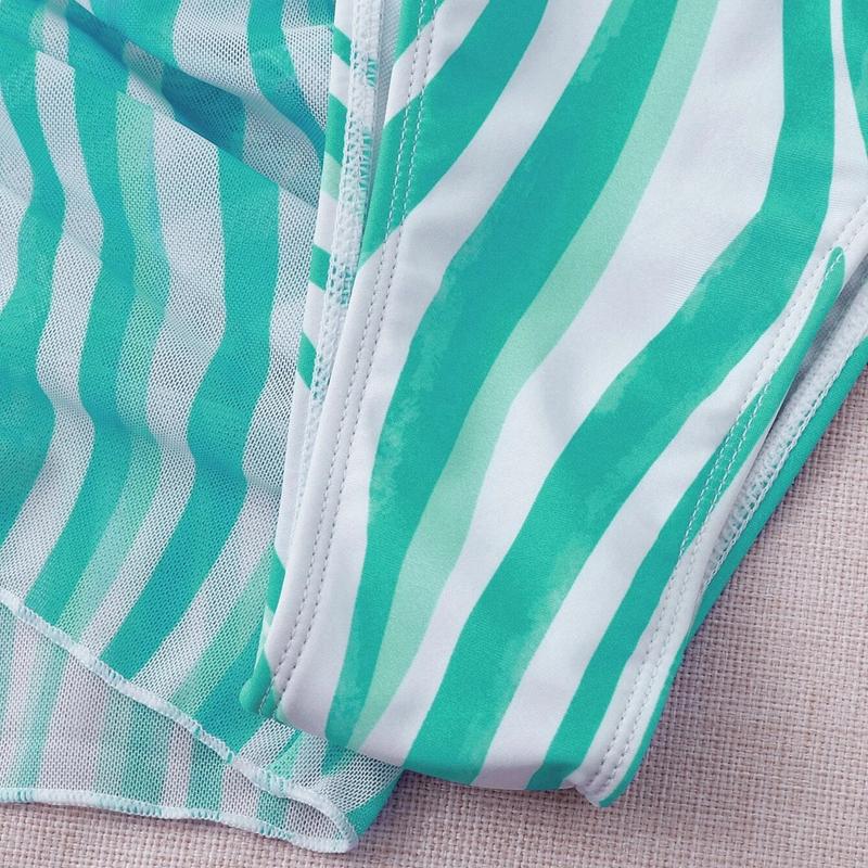 Купальник женский, разделенный комплект из трех предметов, трехточечный свитер с длинными рукавами, полосатые комплекты бикини на шнурке