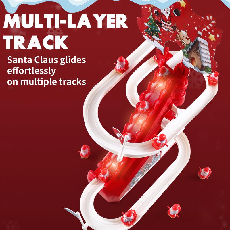 Electric Santa Claus Climbing Stairs Remote Control Track Slide Early Education Puzzle Christmas Toys Children's Gifts