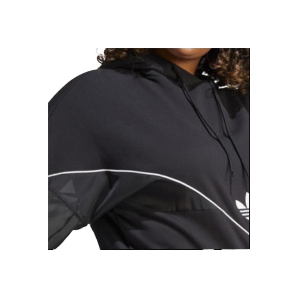 Adidas Originals Trefoil Logo Print Hoodie Women Tops Black IC5380