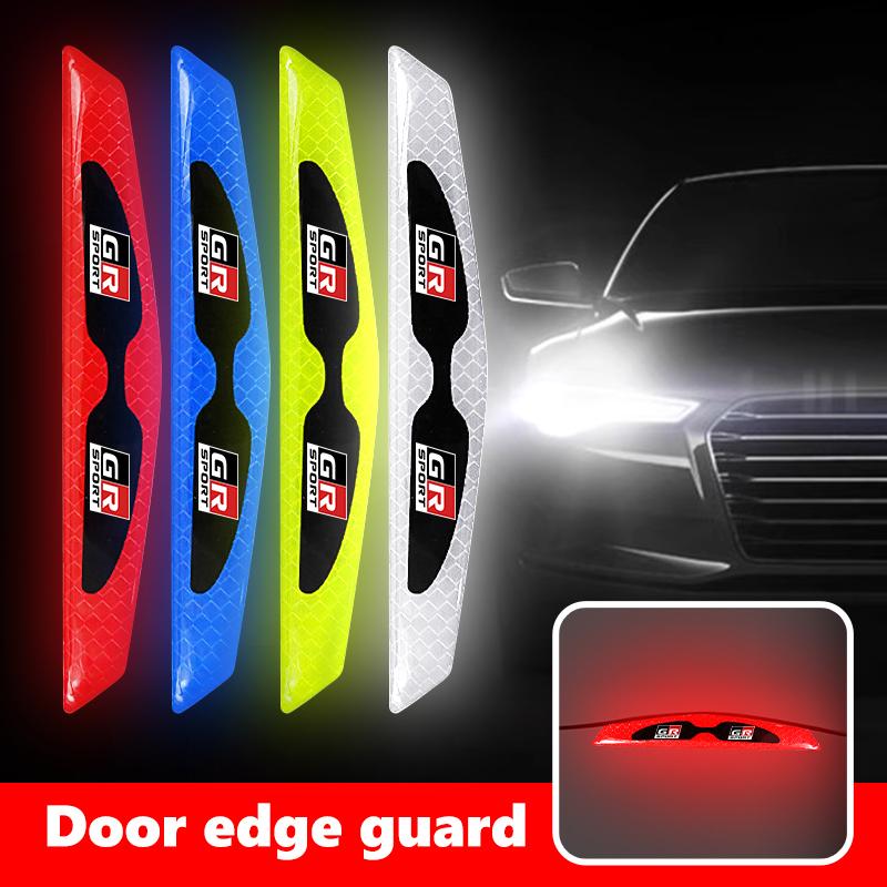 RE33For Toyota 4pcs Car Door Side Edge Anti Collision Strip Reflective Protector Sticker Auto Accessories Crown GR Sport Corolla P1