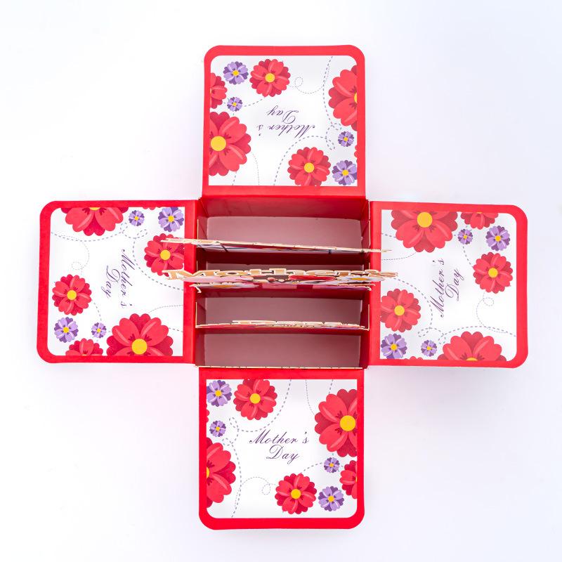 1pc Pop-Up Mother's Day Greeting Card Gift Handwritten 3D Box Paper Carving Creative Festival Blessing Postcard Party Gifts