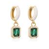 HECHENG, Rainbow Colorful Enamel Hoop Earrings Charm Luxury Rectangle Zirconia Ear Buckles For Women Zircon