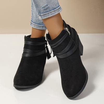 Модные женские ботильоны на высоком каблуке, квадратный каблук, женские ботинки с оборками и воланами, детские ботинки принцессы, зимние ботинки, теплая модная милая обувь из флока