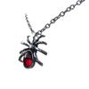 Gothic Punk Sliver Simulation Spider Insect Red Oval Crystal Pendant Necklace for Women Men Hallowmas Jewelry Accessories