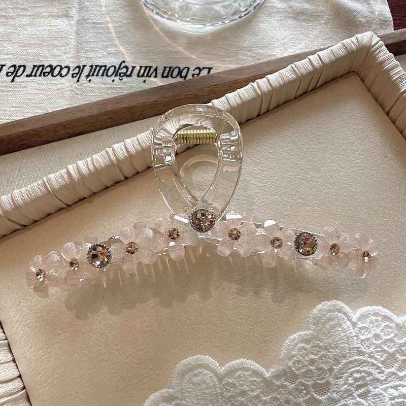 Корейская заколка для волос с кристаллами и цветами: Элегантный большой аксессуар для волос