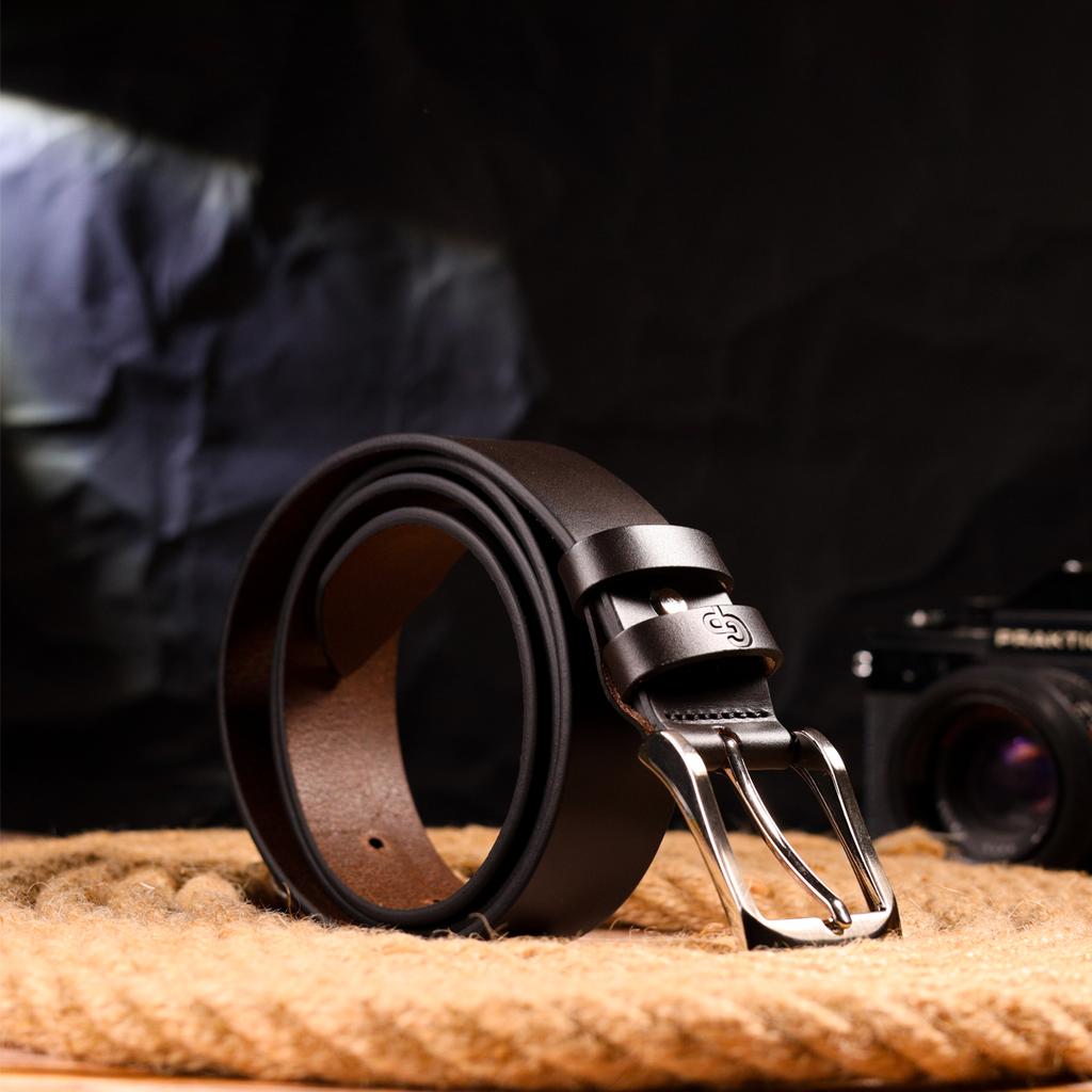 Стильный брючный мужской кожаный ремень GRANDE PELLE Leather Belt 21449 Коричневый