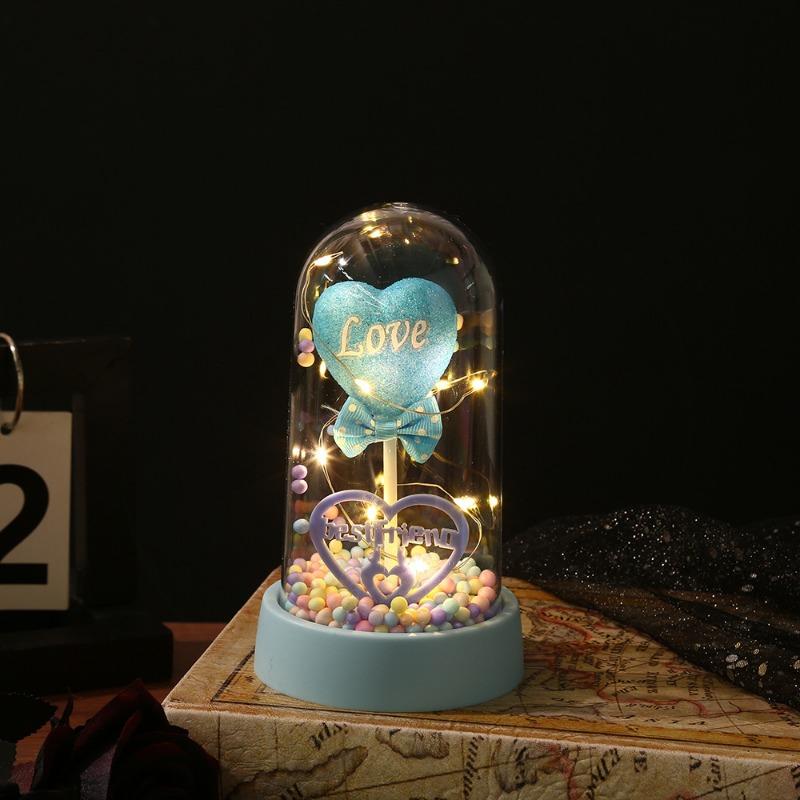 1 шт. новый подарок для влюбленных, светящийся настольный орнамент для пары с акриловой крышкой, креативное украшение вечный цветок