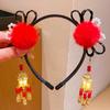 Glowing Hanfu Wig Headband Chinese Style New Year Headdress Luminous Lantern Headband  Photo Props