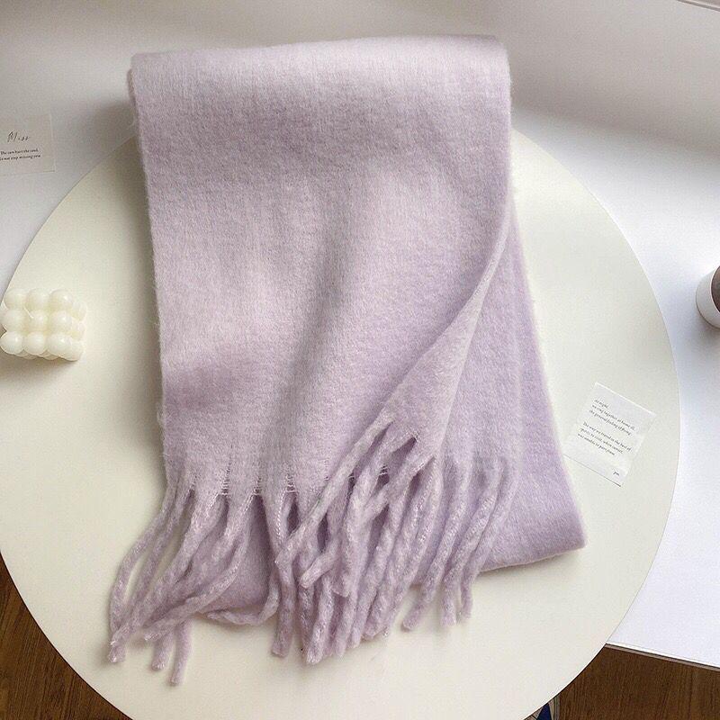 Unisex Mohair Scarf: Solid Color, Warm Winter Shawl