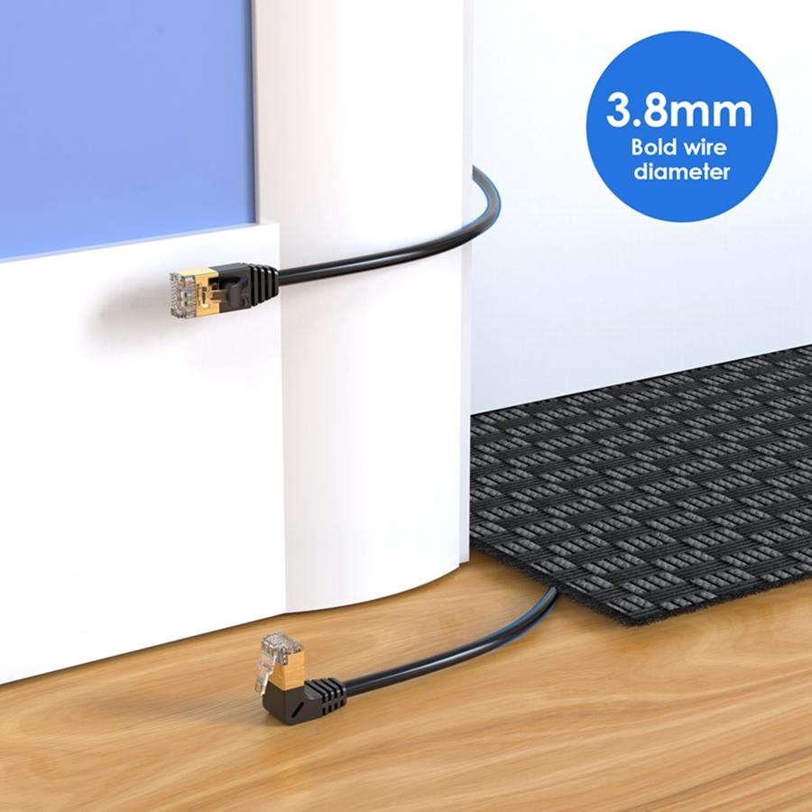 Ultra Slim Cat8 Ethernet Cable SFTP 40Gbps Cat 8 RJ45 Network Lan 90 Degree UP Down Angle Internet RJ 45 Ethernet Cable 0.25m 1m