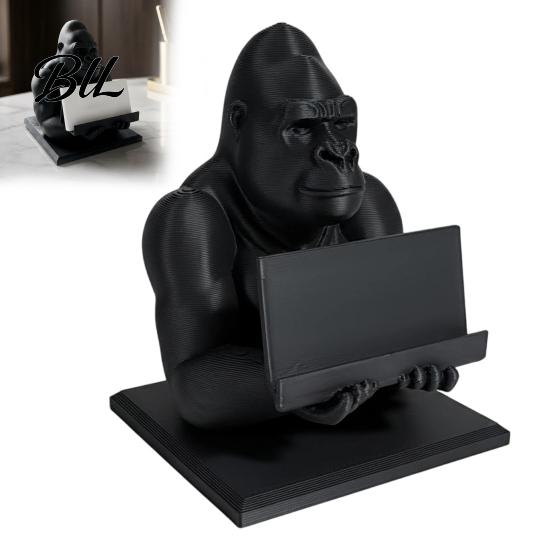 Stable Cell Phone Holder for Desk 3D Printed Gorilla Business Card Holder, Stand, Cool Desktop Animal Statue Organizer Figurine Office Home