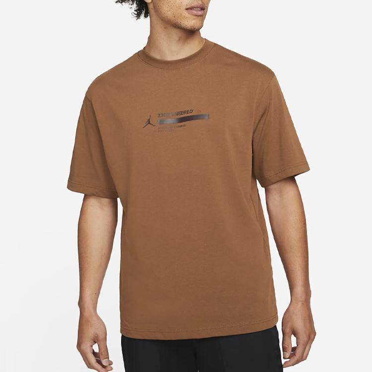Jordan 23 Engineered Basketball Print Crew Neck T-Shirt Men Tops Granite-Brown DC9769-204